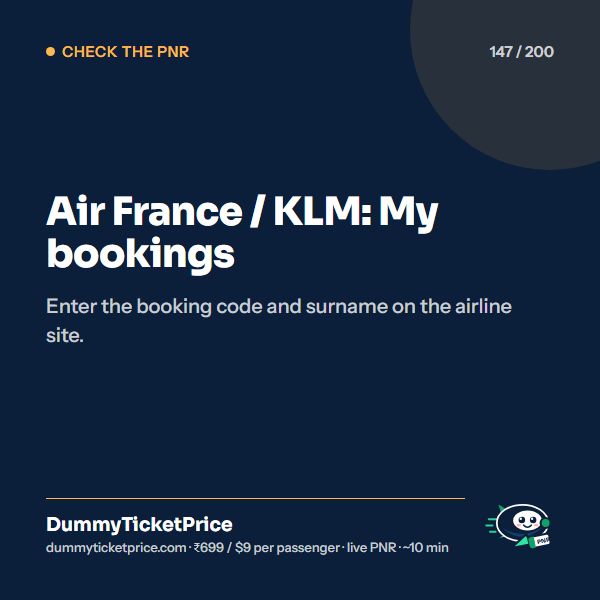 Air France / KLM: My bookings. Enter the booking code and surname on the airline site.