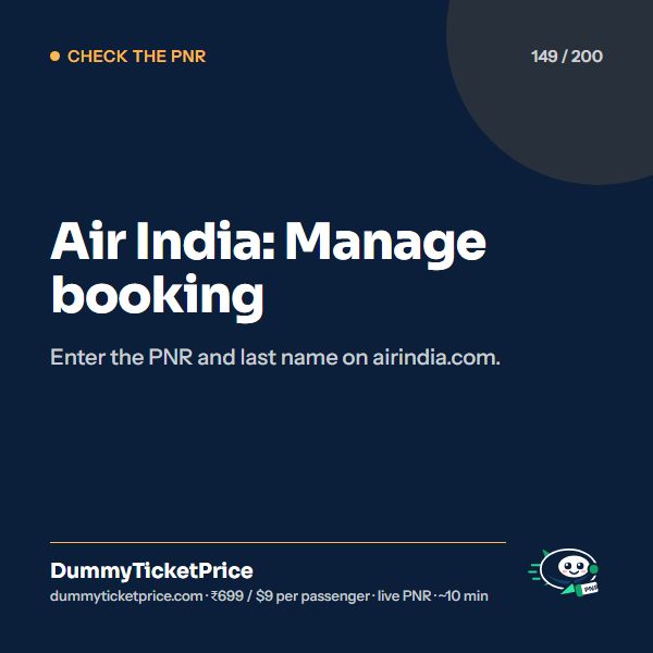 Air India: Manage booking. Enter the PNR and last name on airindia.com.