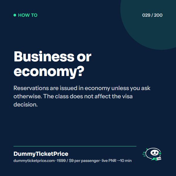Business or economy?: how to get a dummy ticket infographic by DummyTicketPrice