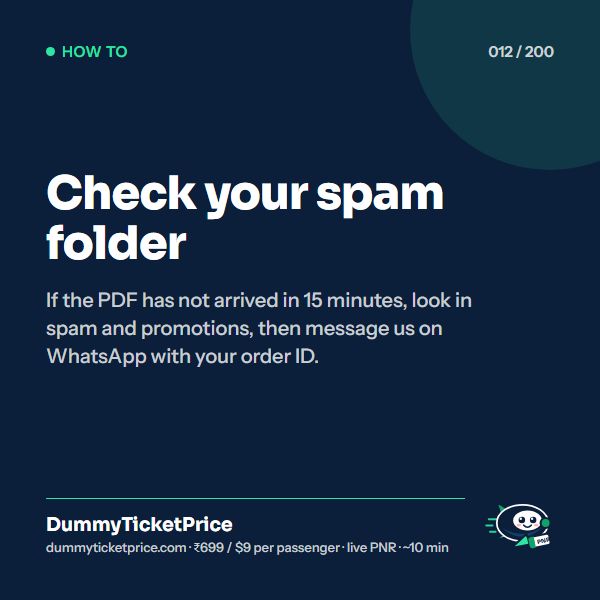 Check your spam folder: how to get a dummy ticket infographic by DummyTicketPrice