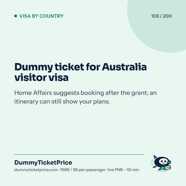 Dummy ticket for Australia visitor visa: dummy ticket for visa infographic by DummyTicketPrice