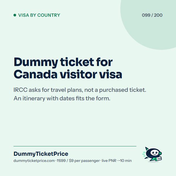 Dummy ticket for Canada visitor visa: dummy ticket for visa infographic by DummyTicketPrice