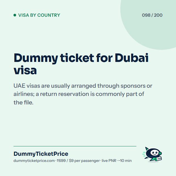 Dummy ticket for Dubai visa: dummy ticket for visa infographic by DummyTicketPrice