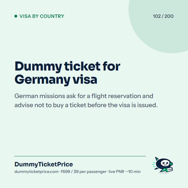 Dummy ticket for Germany visa: dummy ticket for visa infographic by DummyTicketPrice