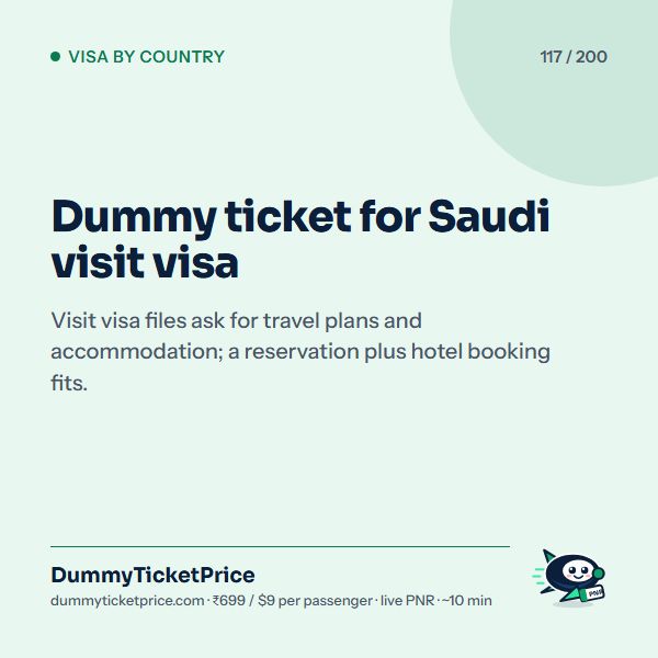 Dummy ticket for Saudi visit visa: dummy ticket for visa infographic by DummyTicketPrice