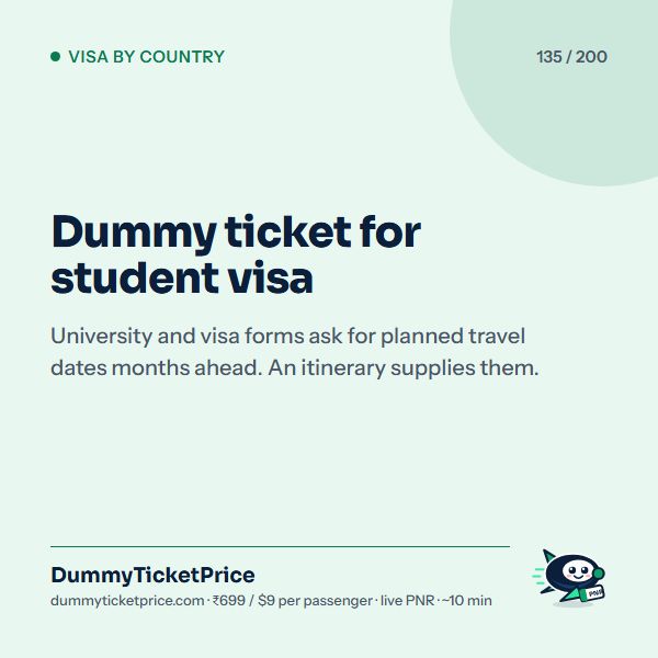 Dummy ticket for student visa: dummy ticket for visa infographic by DummyTicketPrice