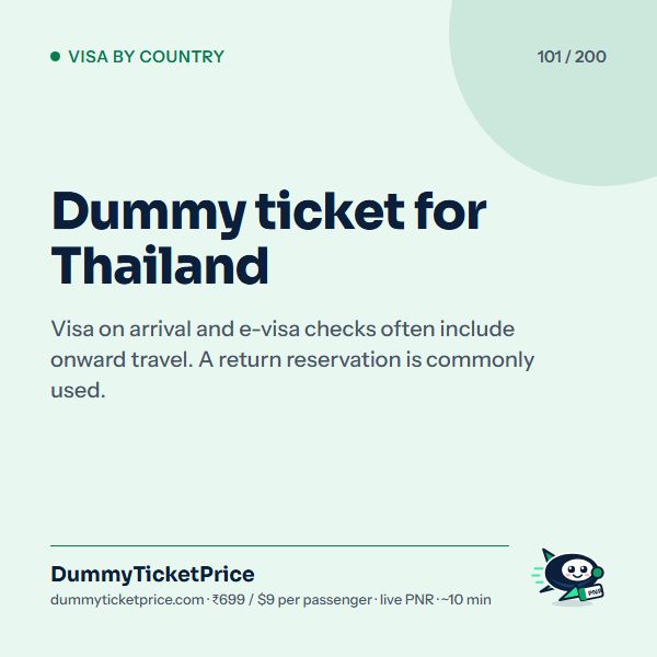 Dummy ticket for Thailand: dummy ticket for visa infographic by DummyTicketPrice