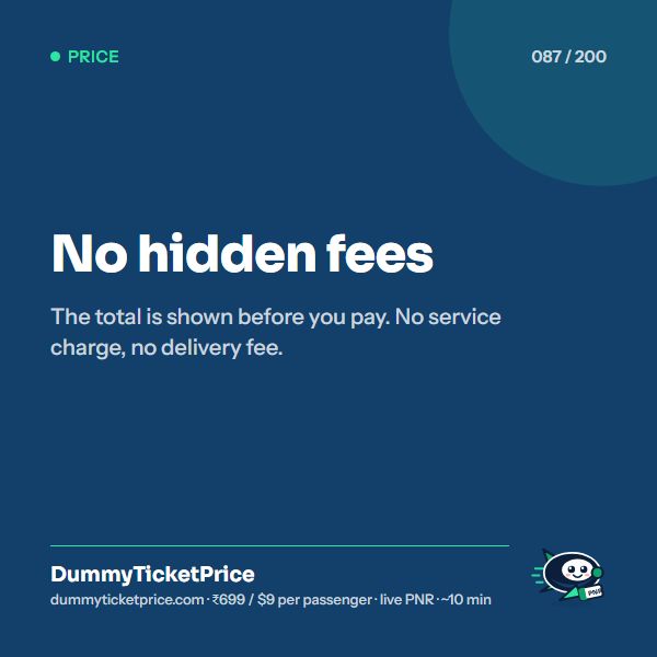 No hidden fees. The total is shown before you pay. No service charge, no delivery fee.