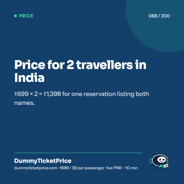 Price for 2 travellers in India. ₹699 × 2 = ₹1,398 for one reservation listing both names.