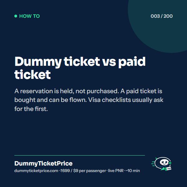 Dummy ticket vs paid ticket: how to get a dummy ticket infographic by DummyTicketPrice