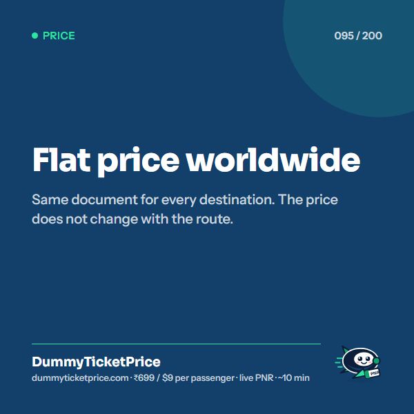 Flat price worldwide. Same document for every destination. The price does not change with the route.