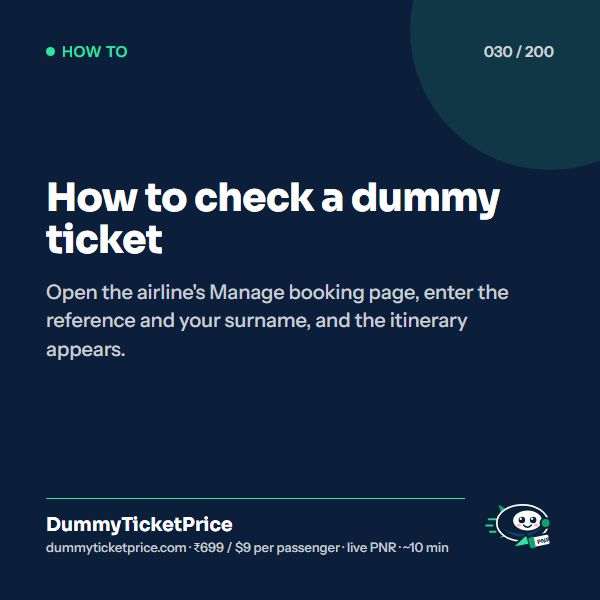 How to check a dummy ticket: how to get a dummy ticket infographic by DummyTicketPrice