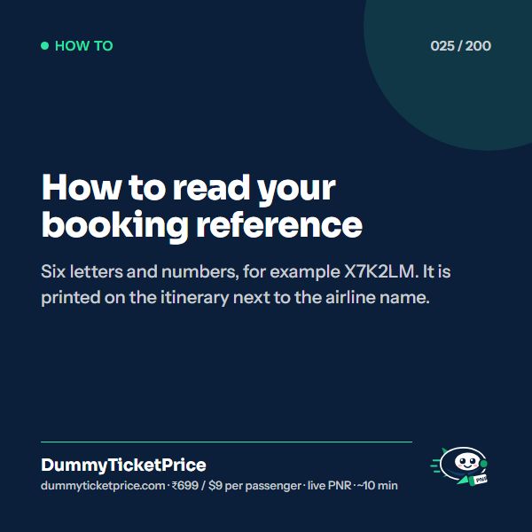 How to read your booking reference: how to get a dummy ticket infographic by DummyTicketPrice