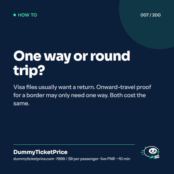 One way or round trip?: how to get a dummy ticket infographic by DummyTicketPrice