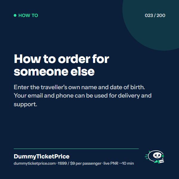 How to order for someone else: how to get a dummy ticket infographic by DummyTicketPrice