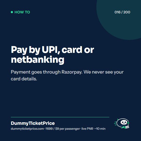 Pay by UPI, card or netbanking. Payment goes through Razorpay. We never see your card details.