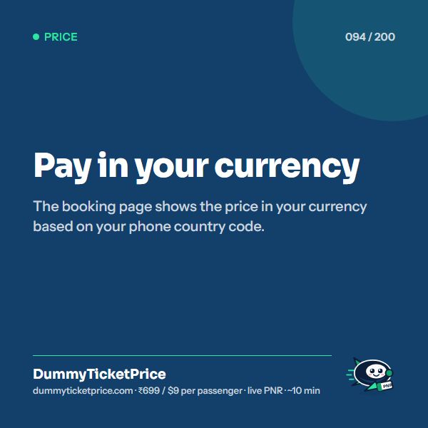 Pay in your currency. The booking page shows the price in your currency based on your phone country code.