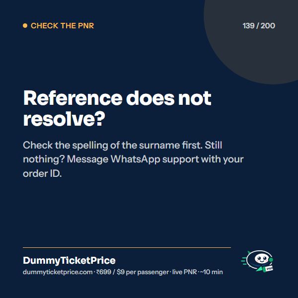 Reference does not resolve?: verify dummy ticket PNR infographic by DummyTicketPrice