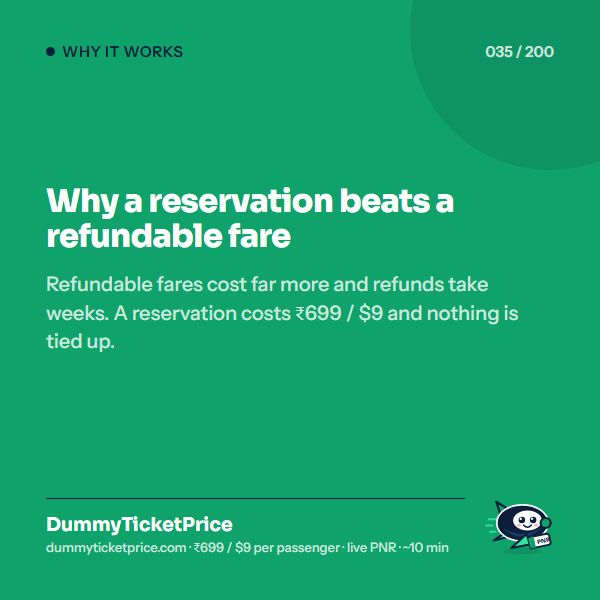 Why a reservation beats a refundable fare: why use a dummy ticket infographic by DummyTicketPrice