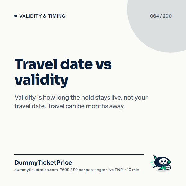 Travel date vs validity. Validity is how long the hold stays live, not your travel date. Travel can be months away.