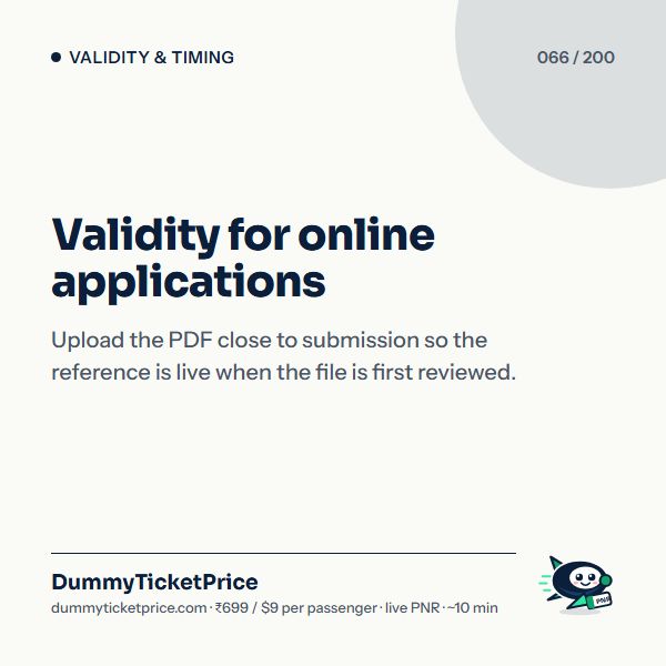 Validity for online applications: dummy ticket validity infographic by DummyTicketPrice