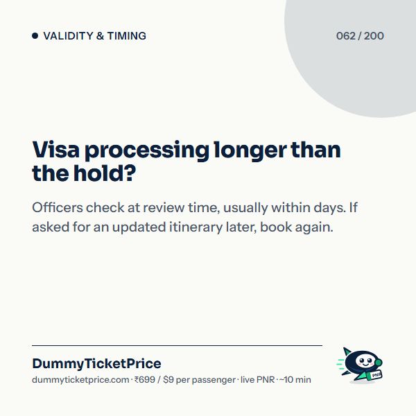 Visa processing longer than the hold?: dummy ticket validity infographic by DummyTicketPrice