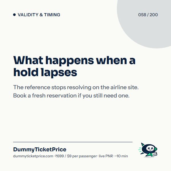 What happens when a hold lapses: dummy ticket validity infographic by DummyTicketPrice
