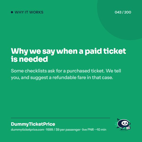 Why we say when a paid ticket is needed: why use a dummy ticket infographic by DummyTicketPrice