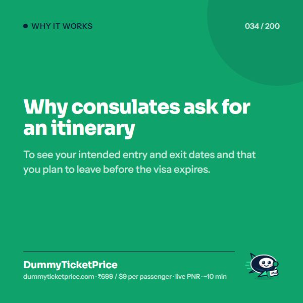 Why consulates ask for an itinerary: why use a dummy ticket infographic by DummyTicketPrice
