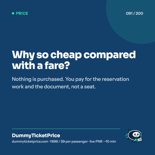Why so cheap compared with a fare? Nothing is purchased. You pay for the reservation work and the document, not a seat.