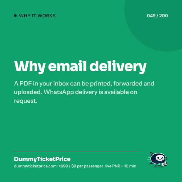 Why email delivery. A PDF in your inbox can be printed, forwarded and uploaded. WhatsApp delivery is available on request.