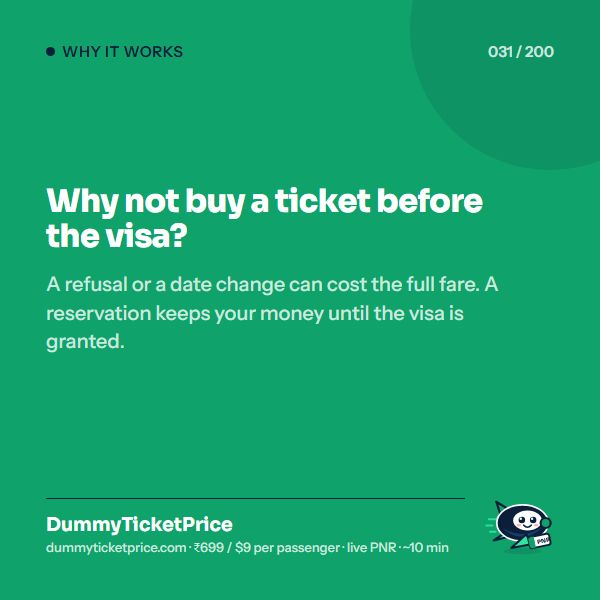 Why not buy a ticket before the visa?: why use a dummy ticket infographic by DummyTicketPrice